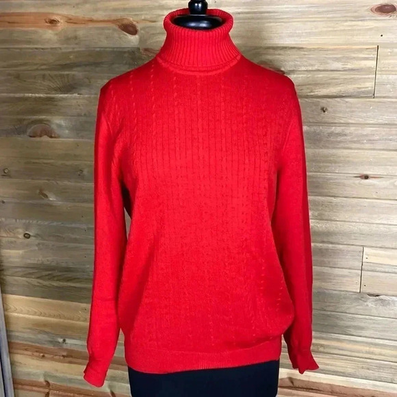 Bertram & Frank Red Turtleneck Sweater Size Medium 0900 - Picture 1 of 5